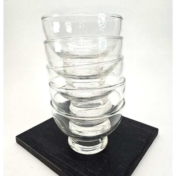 Clear Glass Footed Sherbert Dessert Bowls With Minimalist Design Set of 5 JJ3806 - Picture 1 of 9